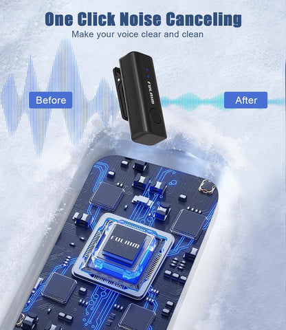 FULAIM X2 Wireless Lavalier Microphone for iPhone Android Phones iPad Tablets, Clip on Lapel Microphone System with 24H Charging Case for Video Recording Vlogging, YouTube, Interview