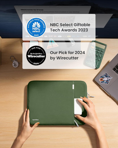 tomtoc 360° Protective Laptop Sleeve for 16-inch MacBook Pro M4/M3/M2/M1 Pro/Max A3403 A3186 A2991 A2780 A2485 A2141 2024-2019, Dell XPS 16 Laptop, Water-Resistant MacBook Case with Accessory Pocket