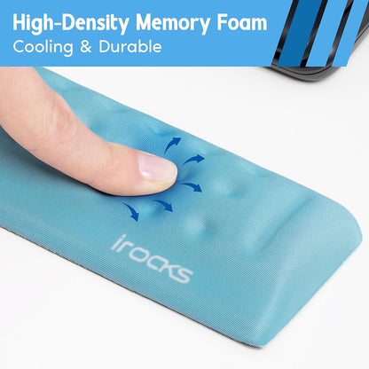 i-Rocks Memory Foam Keyboard Wrist Rest - Pain-Reducing Wrist Rest for Computer Keyboard - Non-Slip Rubber Base Wrist Rest - Cooling Keyboard Pad for Long Hours of Work, Studying, Gaming