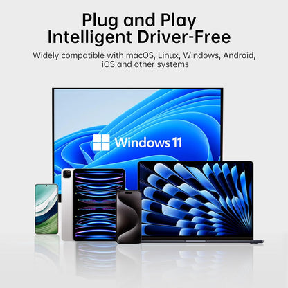 9-in-1 USB/USB C Hub Adapter for MacBook, iPhone,3 USB Ports (2xUSB 3.0, USB 2.0), 100M Ethernet, SD/TF Card Reader, 3.5mm Audio, 2X USB-C Data Ports,No Driver Required