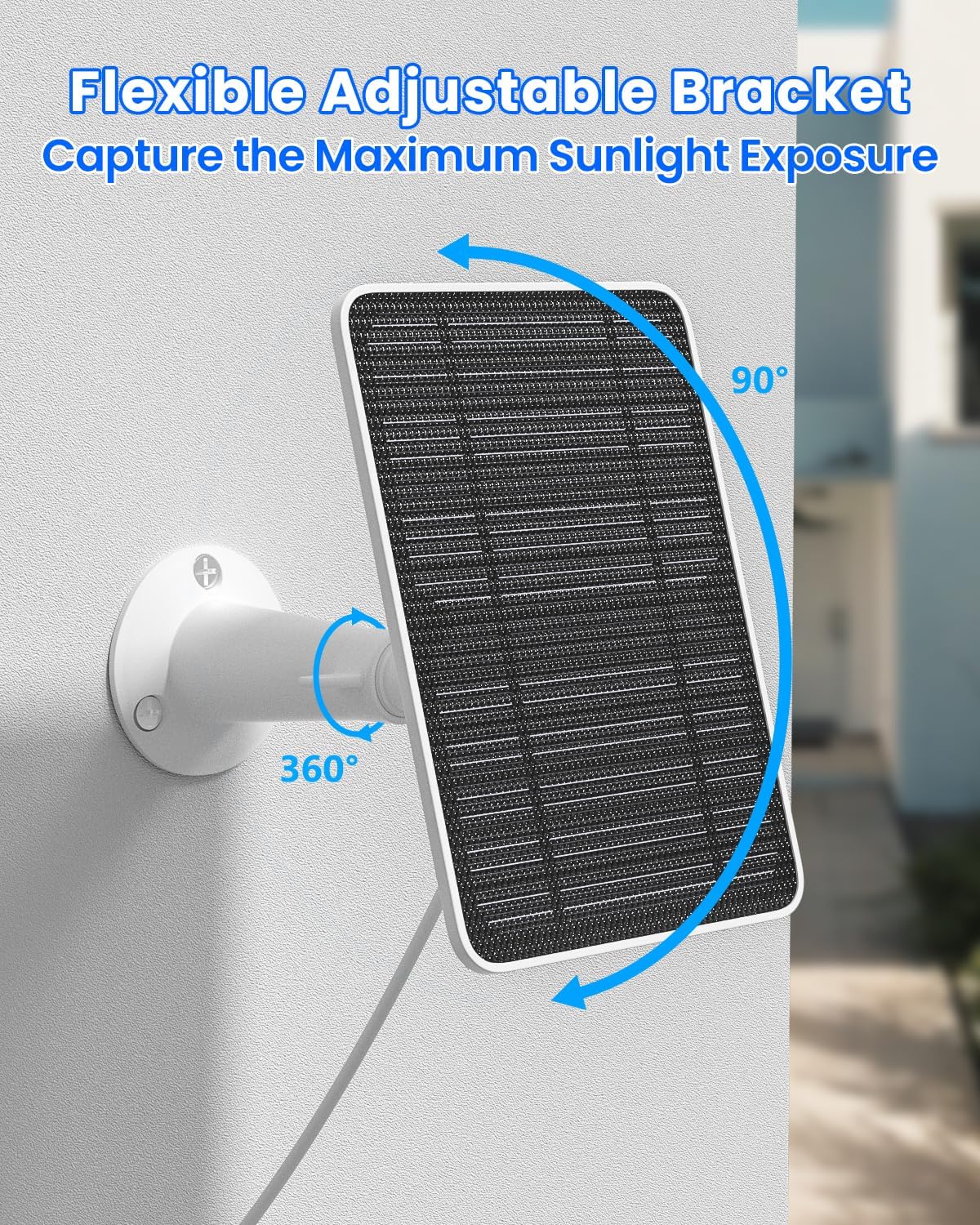 Solar Panel Charger Compatible with Reolink Argus 2E/Eco Ultra/Go PT Plus/Go Plus/Argus 3 Pro/Argus PT, 5W Solar Panels for Reolink Battery Camera, IP65 Waterproof 10ft Cable Secure Wall Mount, 2 Pack