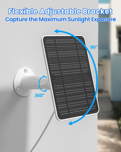 Solar Panel Charger Compatible with Reolink Argus 2E/Eco Ultra/Go PT Plus/Go Plus/Argus 3 Pro/Argus PT, 5W Solar Panels for Reolink Battery Camera, IP65 Waterproof 10ft Cable Secure Wall Mount, 3 Pack