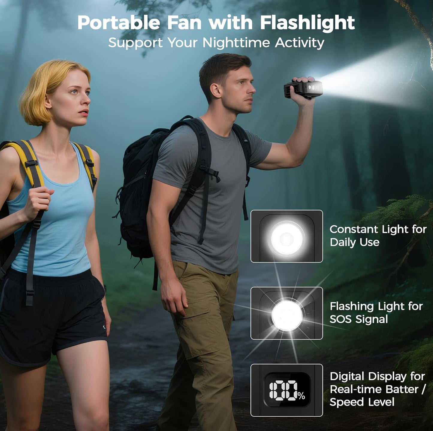 COMLIFE Portable Mini Waist Fan - Rechargeable Clip on Belt Wearable Body Fan, Max 20H Cooling,5 Speeds 16000RPM Turbo Hands-Free Under-Shirt Neck Fan for Outdoor Jobsite Camping Traveling