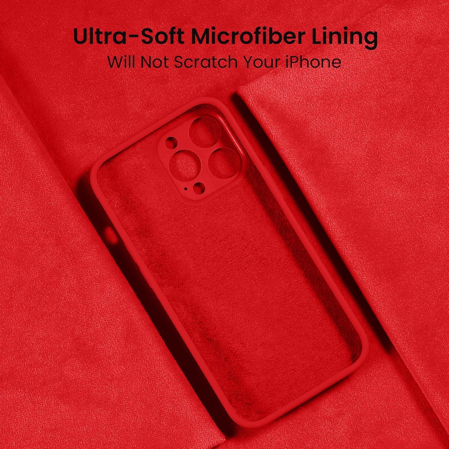 FireNova for iPhone 14 Pro Case, Silicone Upgraded [Camera Protection] Phone Case with [2 Screen Protectors], Soft Anti-Scratch Microfiber Lining Inside, 6.1 inch, Red