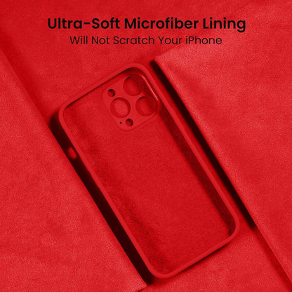 FireNova for iPhone 14 Pro Case, Silicone Upgraded [Camera Protection] Phone Case with [2 Screen Protectors], Soft Anti-Scratch Microfiber Lining Inside, 6.1 inch, Red