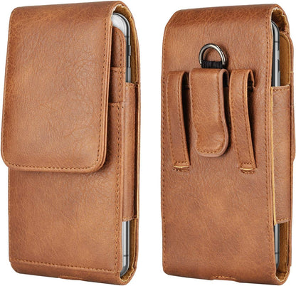 Phone Holster for Samsung Galaxy S24 S23 S22 S21 S20 FE S10 S9 A51 A52 A53 Note 20 Note 10 Plus LG Stylo 5 PU Leather Case Pouch Belt Phone Holder with Belt Clip,Brown