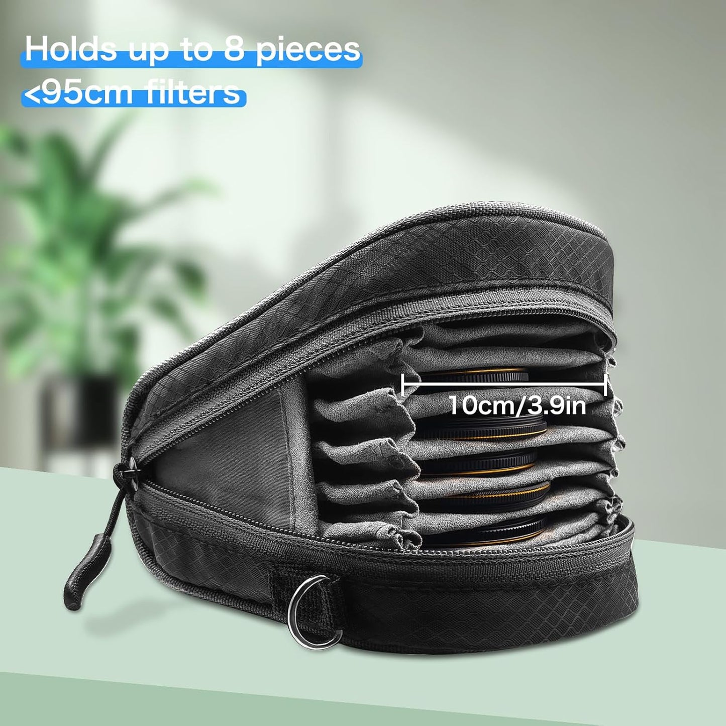 Lightdow Camera Filter Bag - Detachable 8-Slot Lens Carry Case with Belt Loop Pouch - Water-Resistant & Dustproof Design for 37mm-95mm Filters