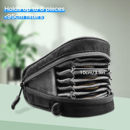 Lightdow Camera Filter Bag - Detachable 8-Slot Lens Carry Case with Belt Loop Pouch - Water-Resistant & Dustproof Design for 37mm-95mm Filters