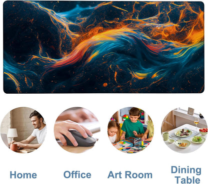 Gaming Desk Pad Large Extra Length Abstract Colorful Art Mouse Pad Keyboard Laptop Non-Slip Waterproof with Rubber Base Thick Stitched Edge Mouse Mat for Office Home 35.4 x 15.7 Inches