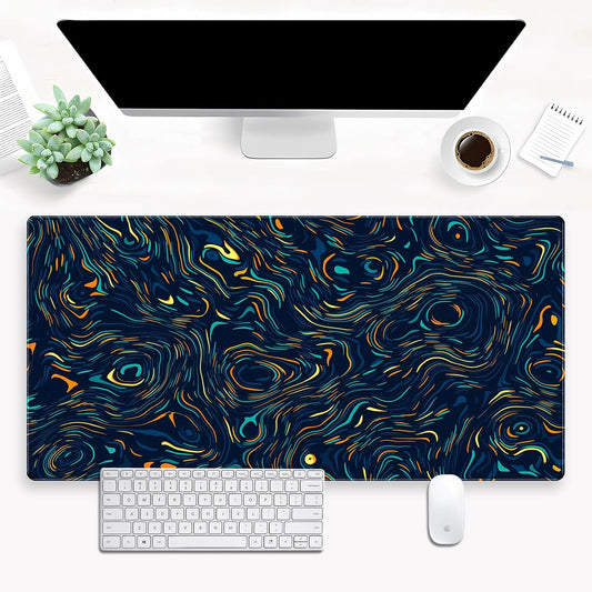 Abstract Starry Sky Swirl Gaming Desk Mat - XXL Large Mouse Pad for Keyboard & Mouse with Stitched Edges, 31.5" x 15.7" Colorful Art