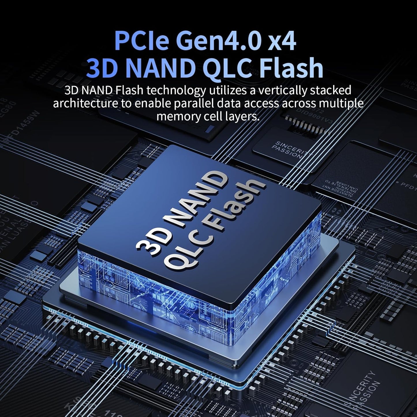 4TB SSD NVMe M.2 2280 PCIe Gen4 x4 Internal Solid State Drive - Up to 5000MB/s, 4TB SSD PS5 Dynamic SLC Cache, PS5 Compatible for Gaming PC Laptop(EN705)