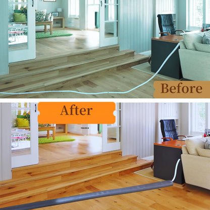 10ft Floor Cord Cover Self Adhesive Cord Hider Floor, Heavy Duty Cable Protector, Hide Extension Cords, Cable Management Hide Cords on Floor, Cable Cavity:0.61"(W) x 0.32"(H) Brown