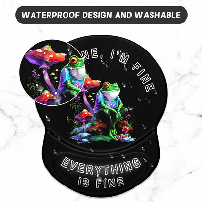 ITNRSIIET Ergonomic Mouse Pad with Gel Wrist Support Small Wrist Rest Smooth Surface Non-Slip PU Base Comfortable Office Supplies Pain Relief, 8.7 x 7.2 inches, Unhappy Frog