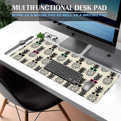 Pop Art Pineapple Gaming Mouse Pad, Large Office Desk Mat, Anti-Slip Rubber Base Mousepad for Computer Laptop Keyboard, Smooth Desk Pad for Home Office Gamer Work Accessories 31.5" x 11.8"