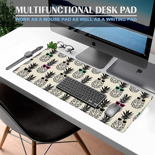 Pop Art Pineapple Gaming Mouse Pad, Large Office Desk Mat, Anti-Slip Rubber Base Mousepad for Computer Laptop Keyboard, Smooth Desk Pad for Home Office Gamer Work Accessories 31.5" x 11.8"