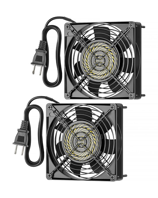 DEWENWILS 2 Pack 120V AC Fan, Waterproof Exhaust Fan 120mm, 13W 2800RPM 60CFM, DIY Cooling Fan for Refrigerator, Computer Case, Compressor Engine, Generator, UL Listed