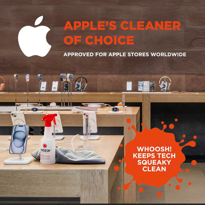 WHOOSH! Screen Shine Pro 16.9 fl oz Refillable TV Screen Cleaner with Microfiber Cloth - Streak-Free Cleaner for Flat Screen, OLED TV, LCD, Smart TV, and Monitors - Non-Toxic and Odorless Formula