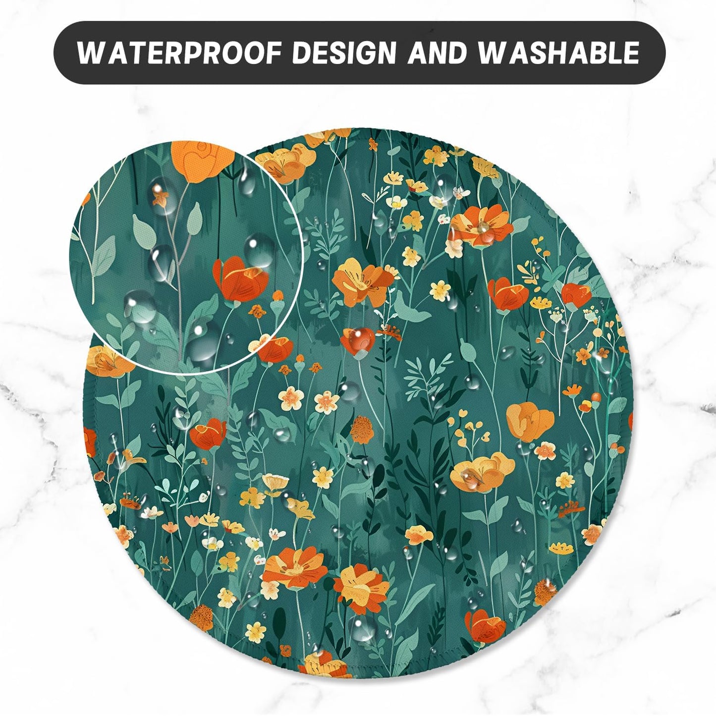 ITNRSIIET Round Mouse Pad with Stitched Edge Premium-Textured Waterproof Non-Slip Rubber Base Desktop Protection Mat Diameter 8.7 inches, Beautiful Flowers