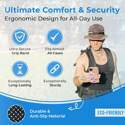 Phone Grip Strap - Pack of 2 Reversible Finger Holder for Phone Back, Customizable Anti-Slip Design, Wireless Charging Compatible Detachable Holder for iPhone - Color