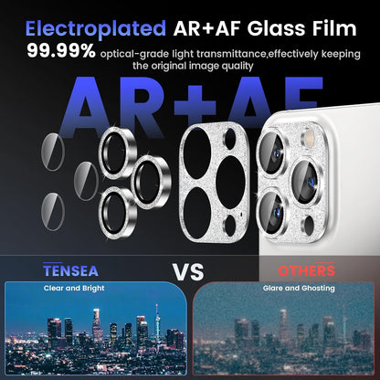 Tensea for iPhone 16 Pro/iPhone 16 Pro Max/iPhone 15 Pro/iPhone 15 Pro Max Camera Lens Protector, Metal Aluminum Alloy Tempered Glass Cover Camera Screen Protector Accessories, Case Friendly