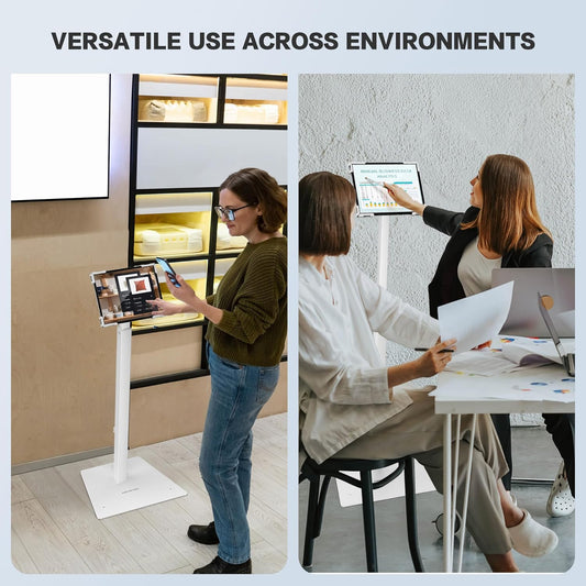 AboveTEK Security iPad Kiosk Floor Stand, Anti-Theft POS Tablet Stands for Retail Business, Height Adjustable Tablet Floor Stand, 360° Swivel Universal Locking Holder Fits 9.7"-13" iPads/iPad Pro/Air