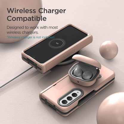 VRS DESIGN Terra Guard Modern for Galaxy Z Fold 4 5G (2022), Premium Modern Neat Style [Anti Scratch Hinge Protection] Case with Tempered Glass Screen Protector (Pink Sand)