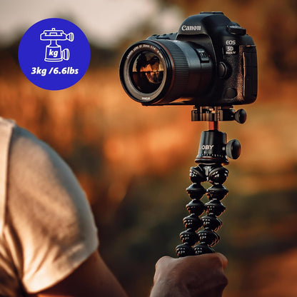 JOBY GorillaPod 3K PRO Kit, Flexible Professional Aluminium Tripod with BallHead, QR Plate, Made in Italy, for Premium CSC/Mirrorless Camera, 3kg/6.6lbs Load Capacity, J91566-BWW