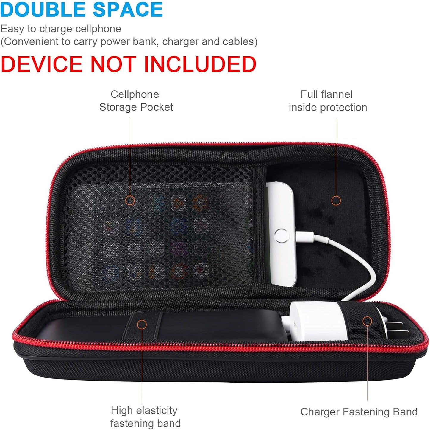 Power Bank Hard Travel Case Medium Compatible RAV Power 26800/20100/20000mAh, Anker Power Core 26800mAh/ PowerCore +26800mAh, INIU 10000mAh and Miady 10000/15000mAh (Medium Black)