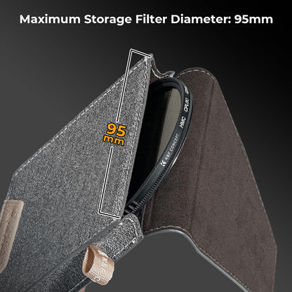 K&F Concept Lens Filter Case 4 Pocket, Leather Carrying Filters Bag Pouch for Square ND CPL etc Filters up to 100x100mm, Designed NANO-X Series Square Bracket 100mm