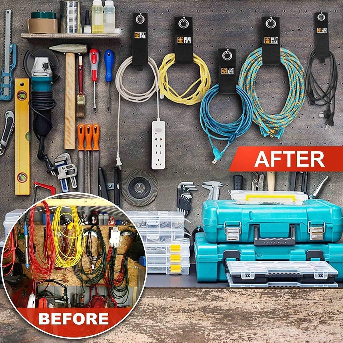 22PCS Heavy Duty Storage Straps Garage Organization Tool Organizers and Storage Fastening Straps Cord Wrap Keeper, Cable Straps for Cords, Hoses, Rope, RV, Boat, and Garage Storage and Organization