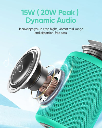Portable Bluetooth Speaker with Lights,Powerful Crystal Clear Sound,IPX5 Waterproof,All Day Playtime,AUX&TF-Card Input,Bluetooth 5.3,TWS Paring,Small Wireless Speaker for Outdoor,Gift Ideas (Teal)