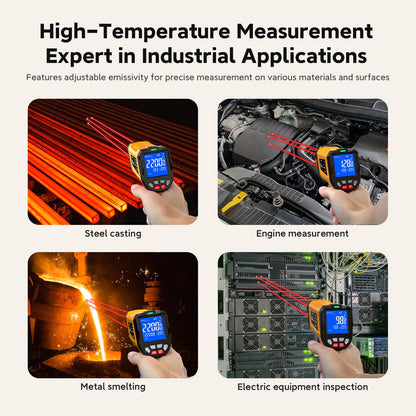 -58°F to 3992°F Infrared Thermometer IR Gun, High-Temp Digital Temperature Gun 50:1 Non-Contact Pyrometer & Triple Laser for Kiln, Forge, Furnace, Engine, HVAC, Industrial Use
