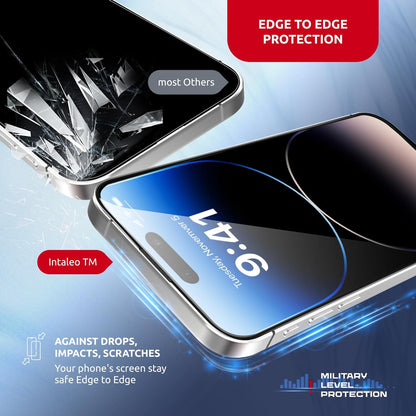 Screen Protector for iPhone 14 Pro Max – Tempered Glass Screen Protector for iPhone 14 Pro Max Kit with Applicator - Full Edge-to-Edge Protection, 9H Hardness, Oleophobic Coating - Black