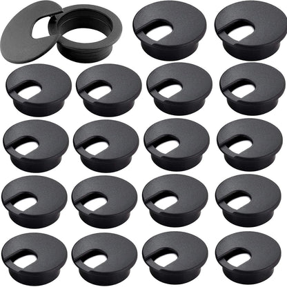 2" White Plastic Desk Grommet, HNBun 20 Pack Cable Wire Grommet Tidy Cable Hole Cover Organizers, Desk Cord Cable Hole Cover Grommet for Hide Office Desk Cords and Cables (50mm Mounting Hole Diameter)
