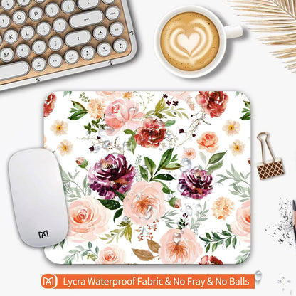 Square Mouse Pad Pretty Floral,Personalized Premium-Textured Custom Mouse Mat Design,Washable Mousepad Cloth,Non-Slip Rubber Base Computer Mouse Pads for Wireless Mouse