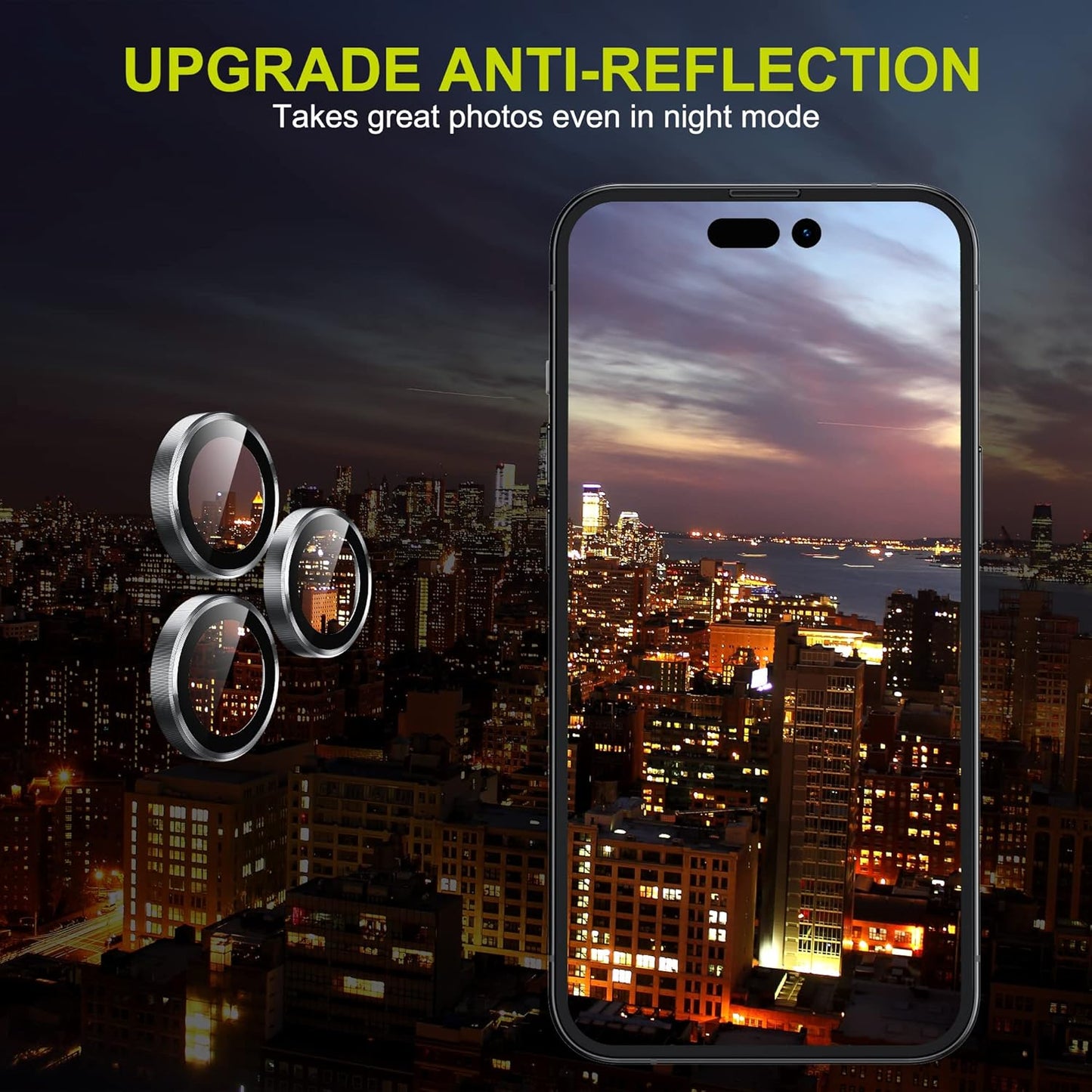 WSKEN for iPhone 14 Pro/iPhone 14 Pro Max Camera Lens Protector,[Night Shooting Mode] HD Tempered Metal Glass Camera Screen Protector Cover Film Accessories, Silver