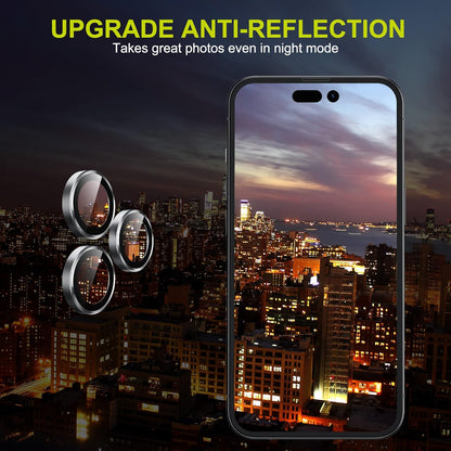 WSKEN for iPhone 14 Pro/iPhone 14 Pro Max Camera Lens Protector,[Night Shooting Mode] HD Tempered Metal Glass Camera Screen Protector Cover Film Accessories, Silver