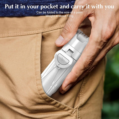 Mini Selfie Stick Tripod, Extendable Grip Phone Tripod with Detachable Remote Pocket Size, 4-in-1 Mini Phone Grip, 10m Wireless Shutter, Vlog Livestreaming Photography （White）