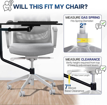 VIVO Office Chair Mounted 26 x 12 Inch Keyboard and Mouse Tray, Ergonomic Tilt, Full Motion 360 Degree Rotation, Black, MOUNT-KB08C