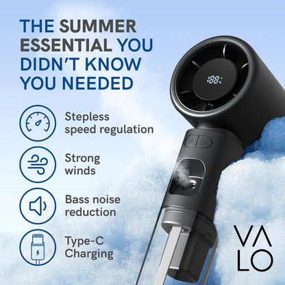 Valo Portable Rechargeable Fan - Mini Cooling Fan for Travel, USB Desk Personal Fan with 4 Speeds, 50ml Tank for Water Cooling Technology, Quiet Operation, 2,000 mAh Battery - Arctic White