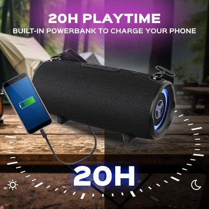 TREBLAB Ultra Loud Wireless Speaker - 60W Stereo Sound with Deep Bass, 20H Playtime, Powerbank, Waterproof, Loudest Portable Bluetooth Speaker for Home, Outdoor Party, Beach, Work, Travel, HD-Max