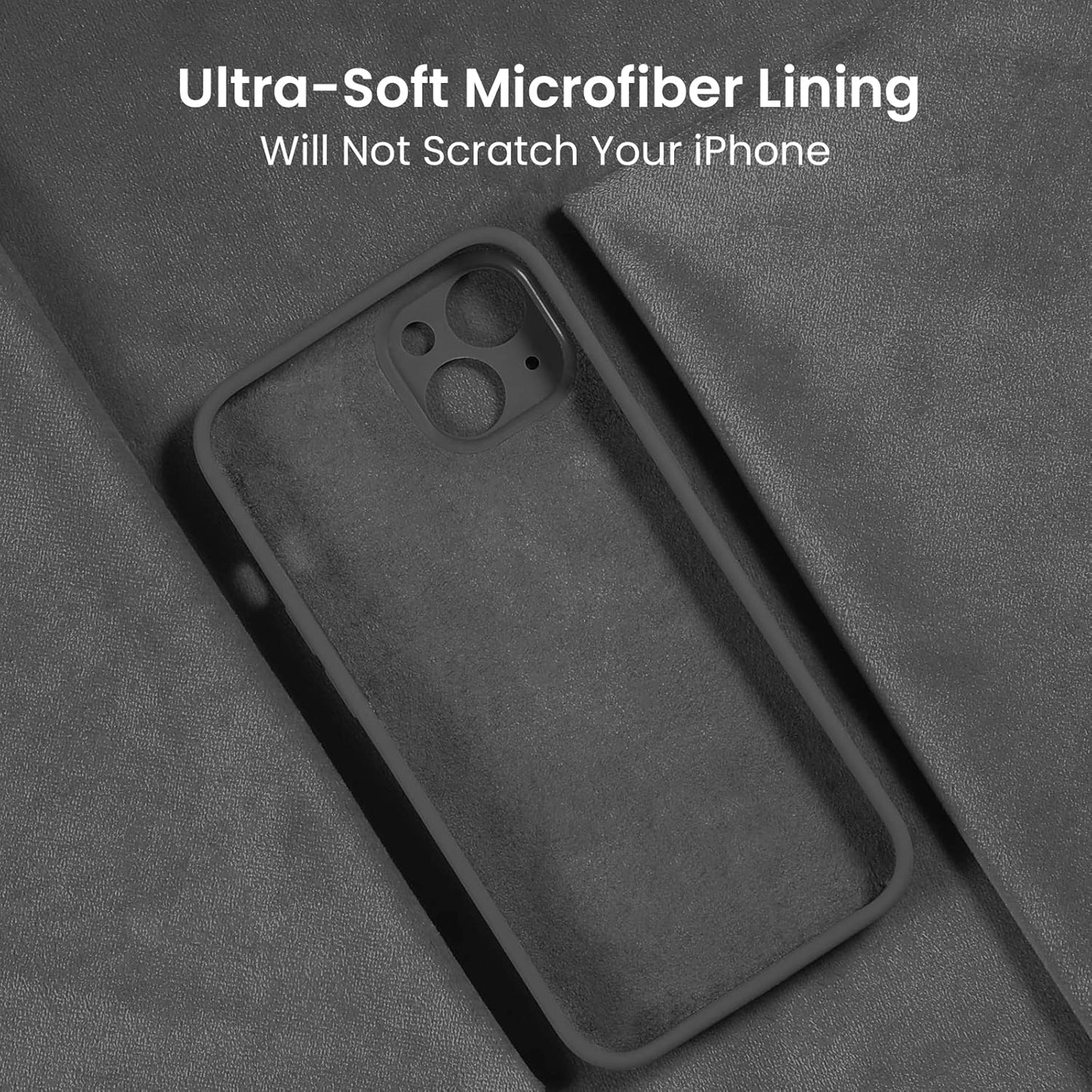 FireNova Designed for iPhone 13 Case, Silicone Upgraded [Camera Protection] Phone Case with [2 Screen Protectors], Soft Anti-Scratch Microfiber Lining Inside, 6.1 inch, Space Gray