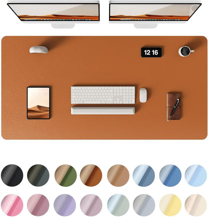 YSAGi Leather Desk Protector, Office Mat, Large Mouse Mat, Non-Slip PU Leather Blotter, Laptop Desk Pad, Waterproof Writing Pad for Office and Home (Brown, 47.2" x 23.6")