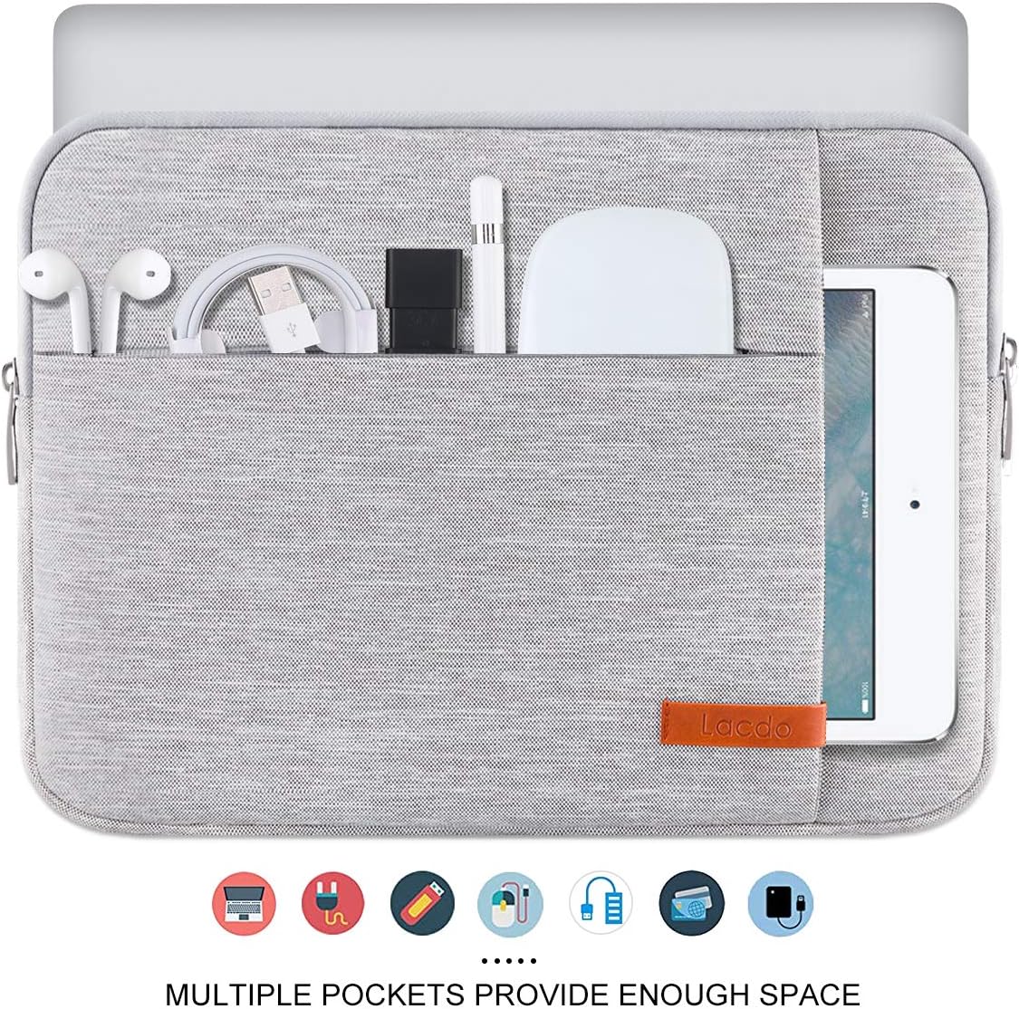 Lacdo Laptop Sleeve Case for 16 inch New MacBook Pro M4/M3/M2/M1 Pro/Max A3403 A3186 A2991 A2780 A2485 A2141 2024-2019 | 15 inch Microsoft Surface Laptop 7th Copilot+PC, 6 5 4 3 Computer Bag, Gray