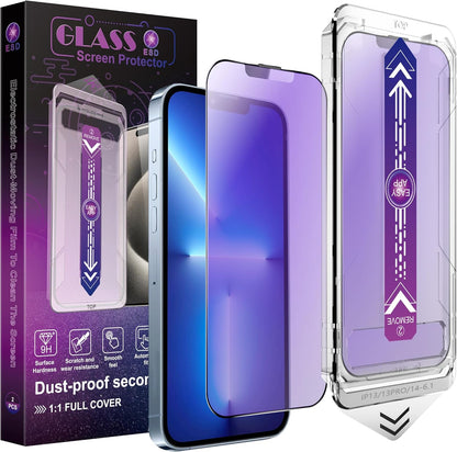 2 Pack Anti Blue Light Matte Screen Protector for iPhone 16e/iPhone 14/iPhone 13 Pro/iPhone 13, 9H Tempered Glass, Full Cover, Anti-Fingerprint, Auto Dust-Elimination, No Bubble, Easy Installation