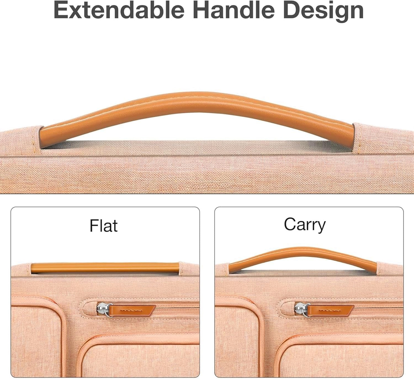 MOSISO 360 Protective Laptop Case 13.3 inch, 13-13.3 inch Laptop Sleeve Compatible with MacBook Air/Pro 13 / Pro 14,HP Dell Acer ASUS,Side Open Carrying Case with 4 Zipper Pockets&Handle, Peach Fuzz