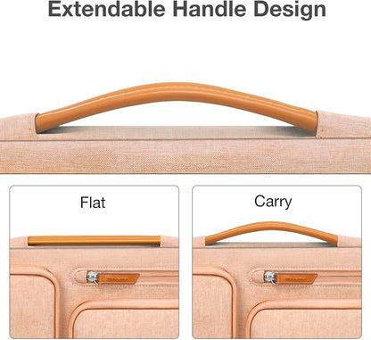 MOSISO 360 Protective Laptop Case 13.3 inch, 13-13.3 inch Laptop Sleeve Compatible with MacBook Air/Pro 13 / Pro 14,HP Dell Acer ASUS,Side Open Carrying Case with 4 Zipper Pockets&Handle, Peach Fuzz