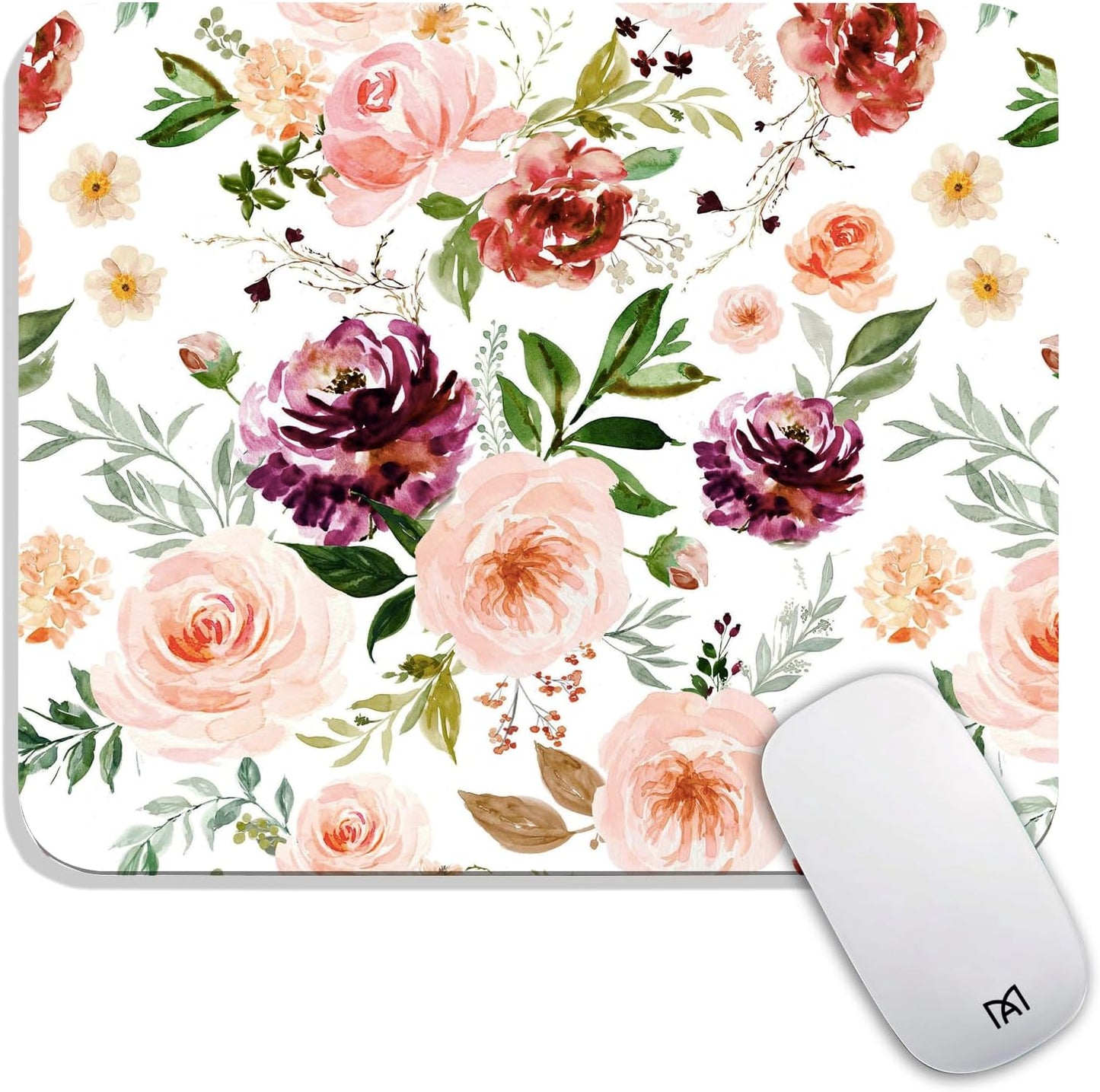 Square Mouse Pad Pretty Floral,Personalized Premium-Textured Custom Mouse Mat Design,Washable Mousepad Cloth,Non-Slip Rubber Base Computer Mouse Pads for Wireless Mouse