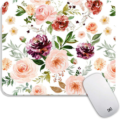 Square Mouse Pad Pretty Floral,Personalized Premium-Textured Custom Mouse Mat Design,Washable Mousepad Cloth,Non-Slip Rubber Base Computer Mouse Pads for Wireless Mouse