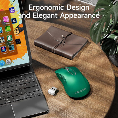 memzuoix 2.4G Wireless Mouse, 1400 DPI Computer Mice USB Receiver, Portable Wireless USB Mouse Battery Powered Cordless Mice for Laptop, PC, Desktop, 5 Buttons (Dark Green)